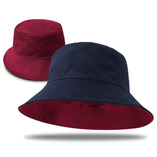 Reversible School Bucket Hats Navy Maroon